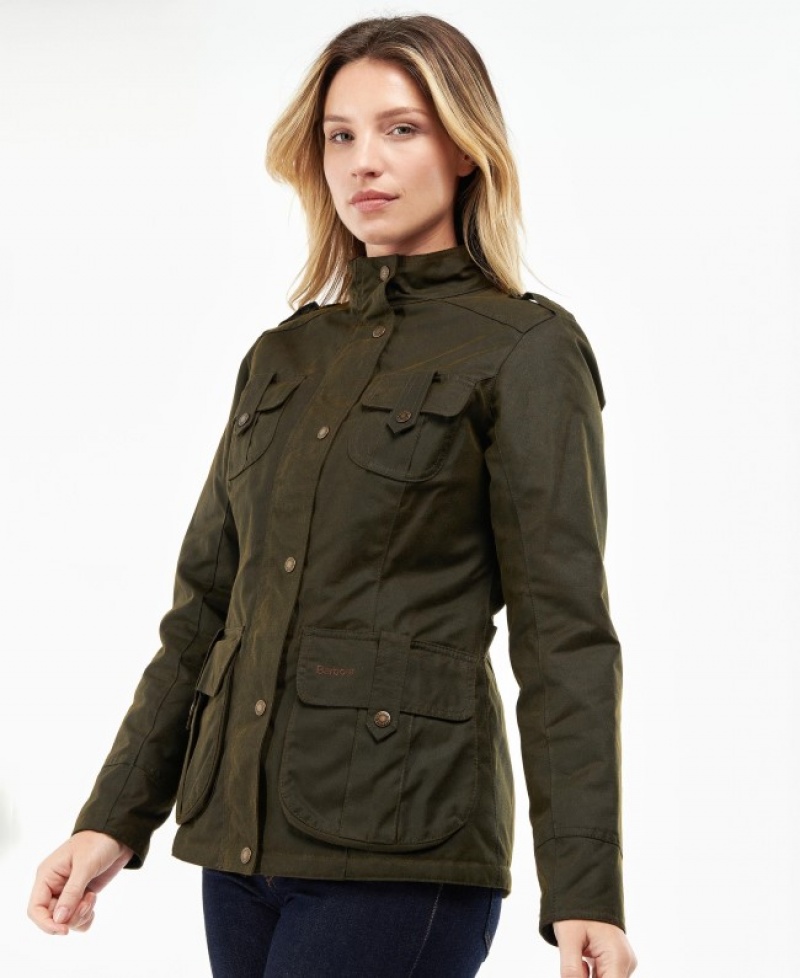 Chaqueta Encerada Barbour Invierno Defence Algodon Mujer Verdes Mexico | V5B71868