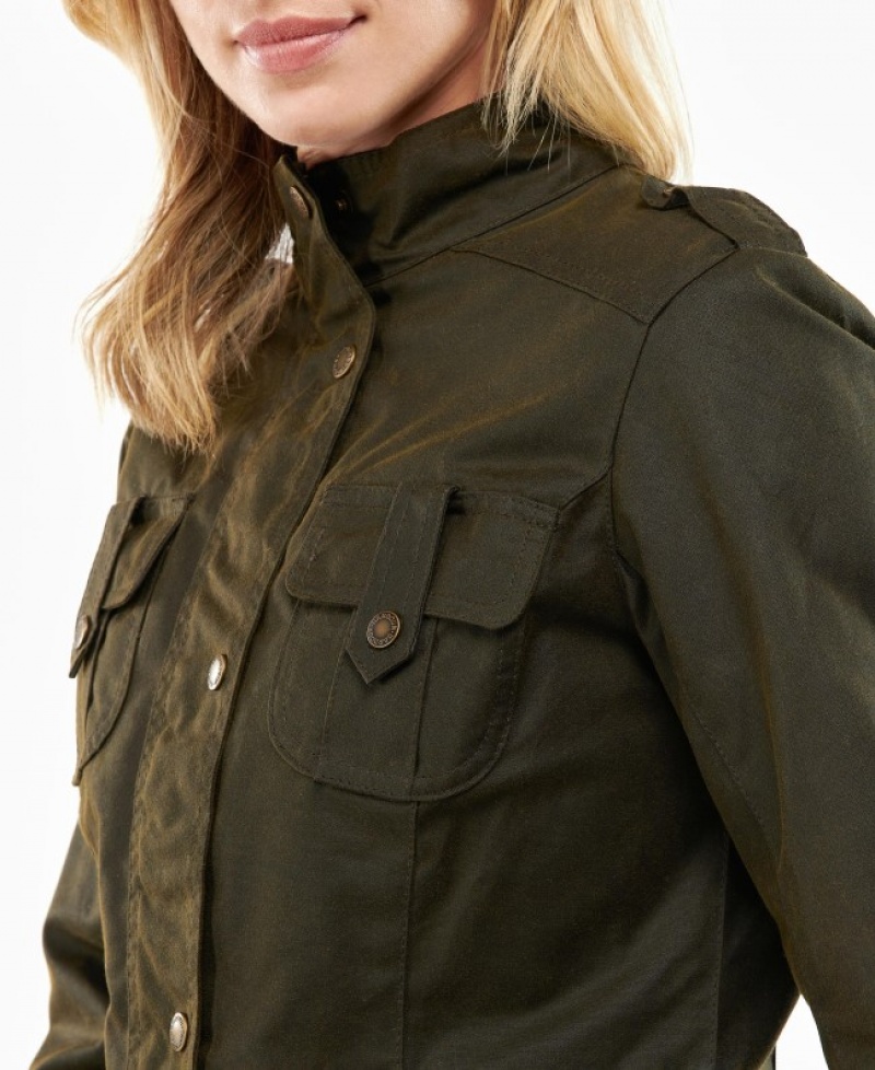 Chaqueta Encerada Barbour Invierno Defence Algodon Mujer Verdes Mexico | V5B71868