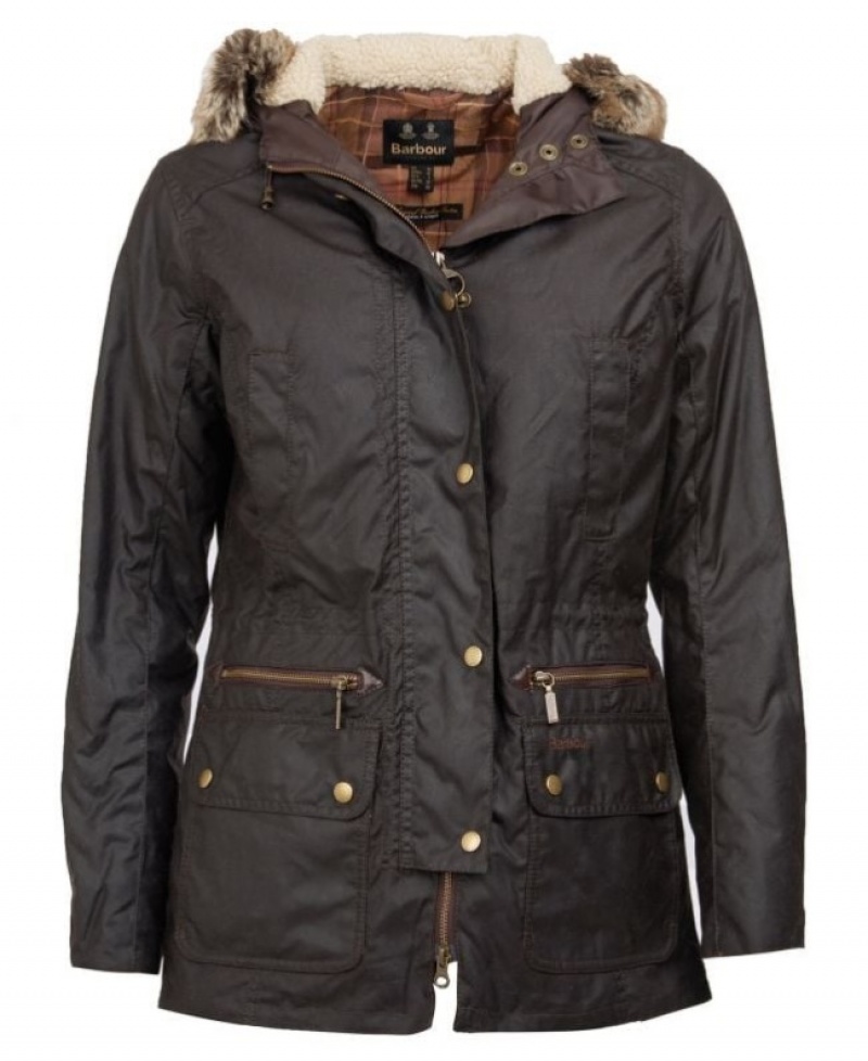 Chaqueta Encerada Barbour Kelsall Algodon Parka Mujer Marrom Mexico | D2A15470