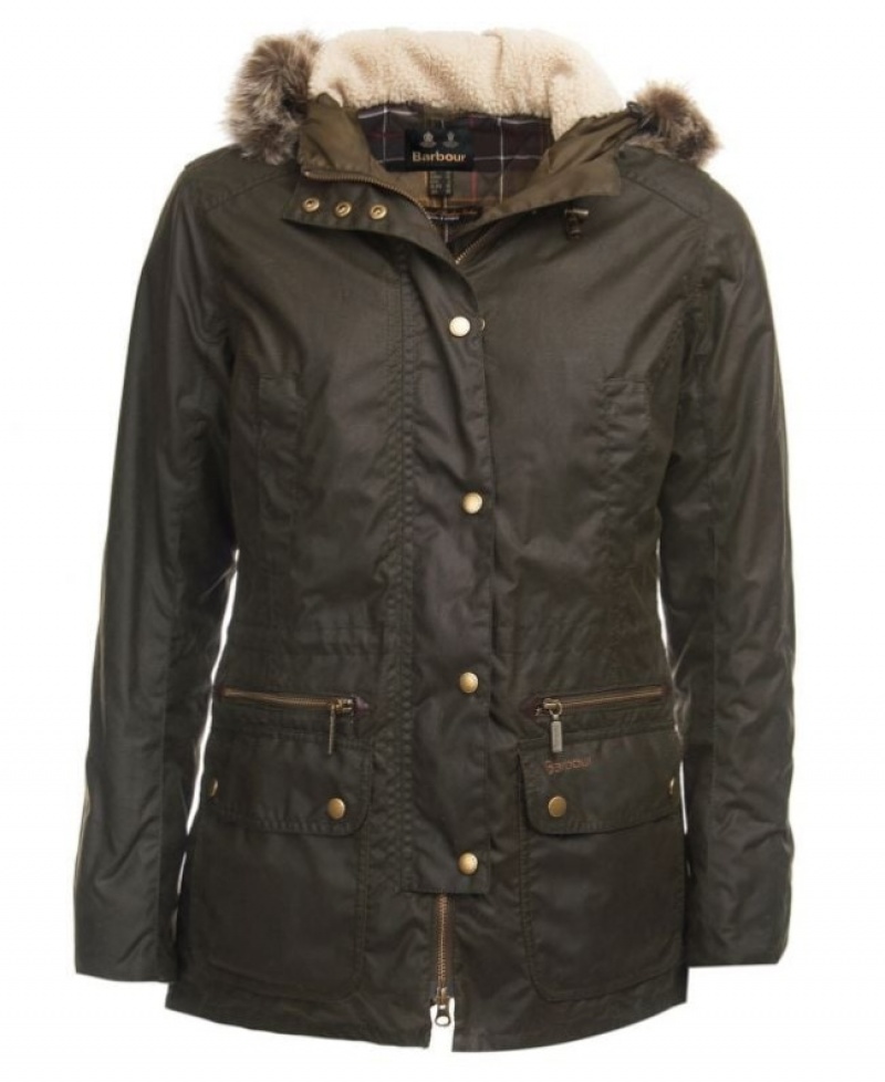 Chaqueta Encerada Barbour Kelsall Algodon Parka Mujer Verde Oliva Mexico | U5T06581