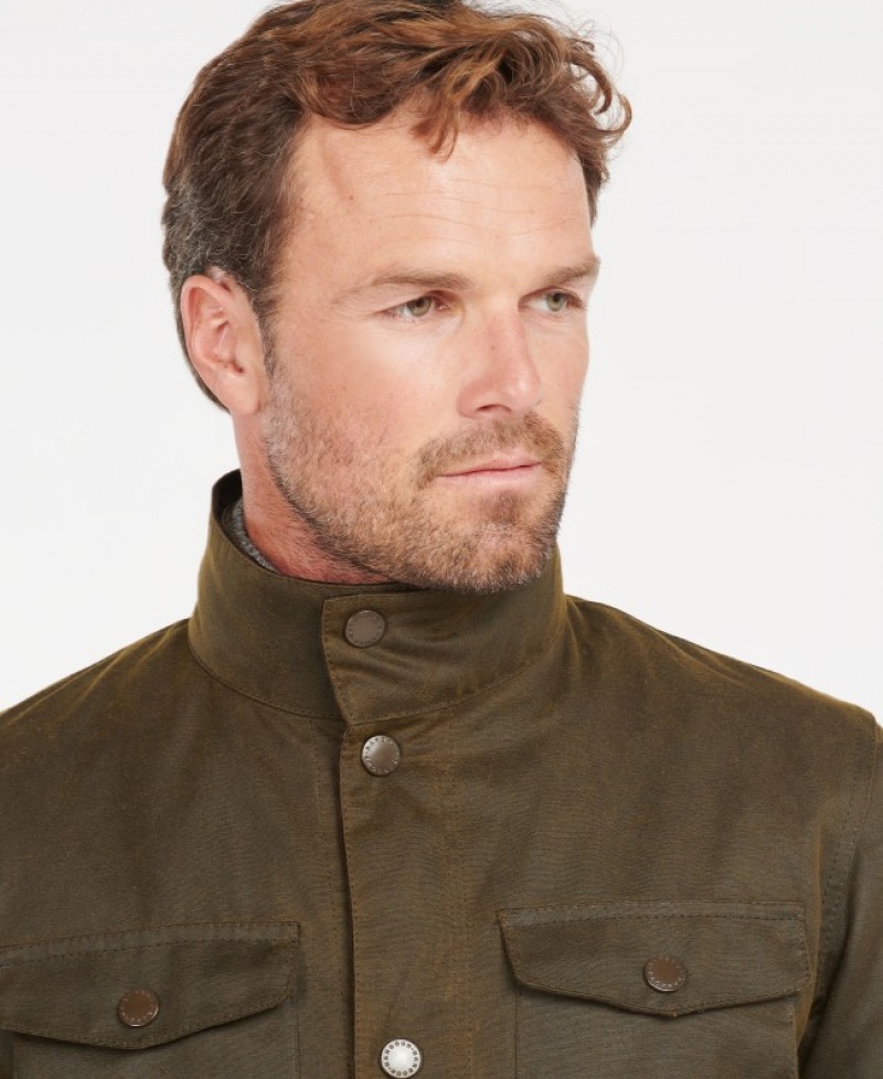 Chaqueta Encerada Barbour Ogston Algodon Hombre Verde Oliva Mexico | G3F24325