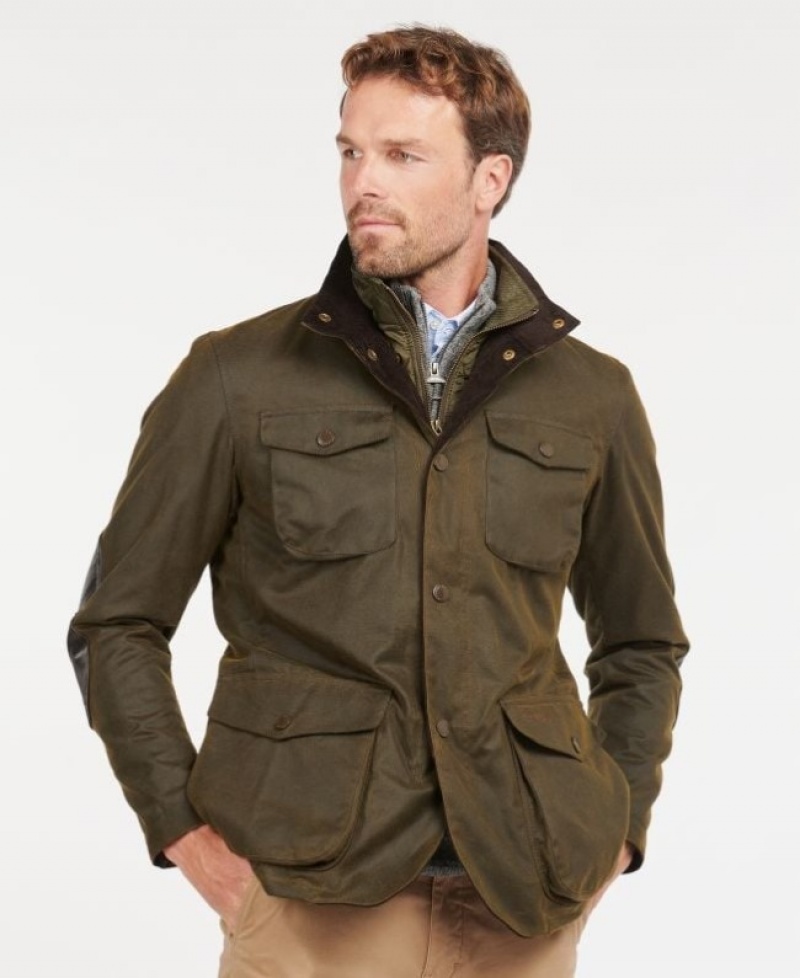 Chaqueta Encerada Barbour Ogston Algodon Hombre Verde Oliva Mexico | G3F24325