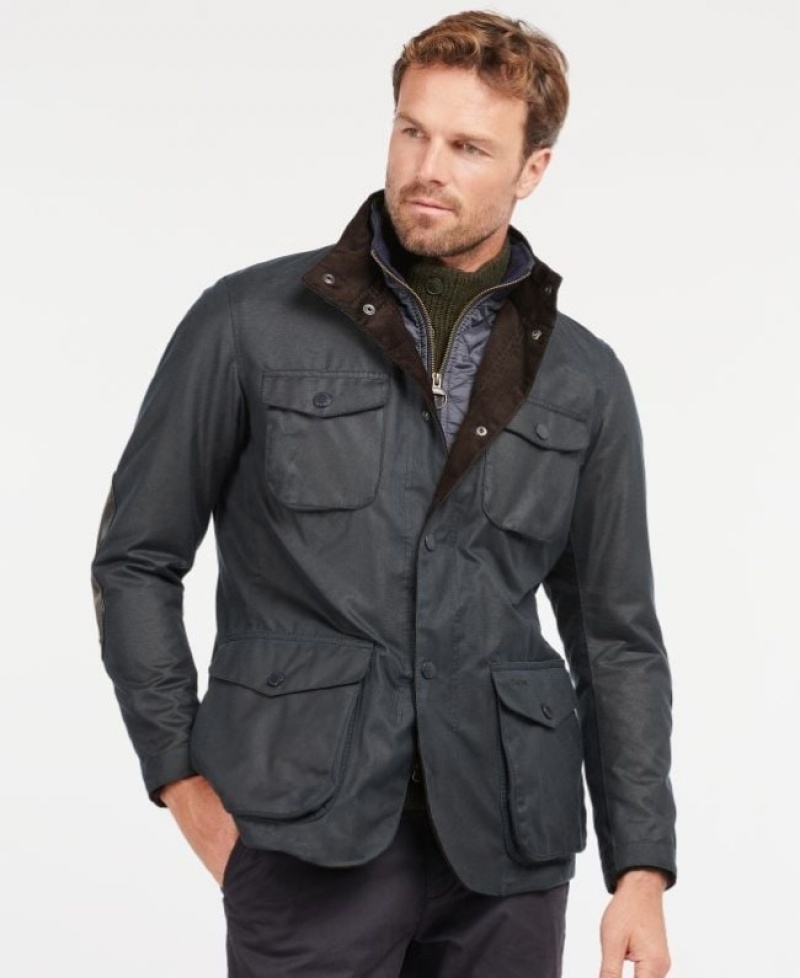 Chaqueta Encerada Barbour Ogston Algodon Hombre Azul Marino Mexico | R6Z43315