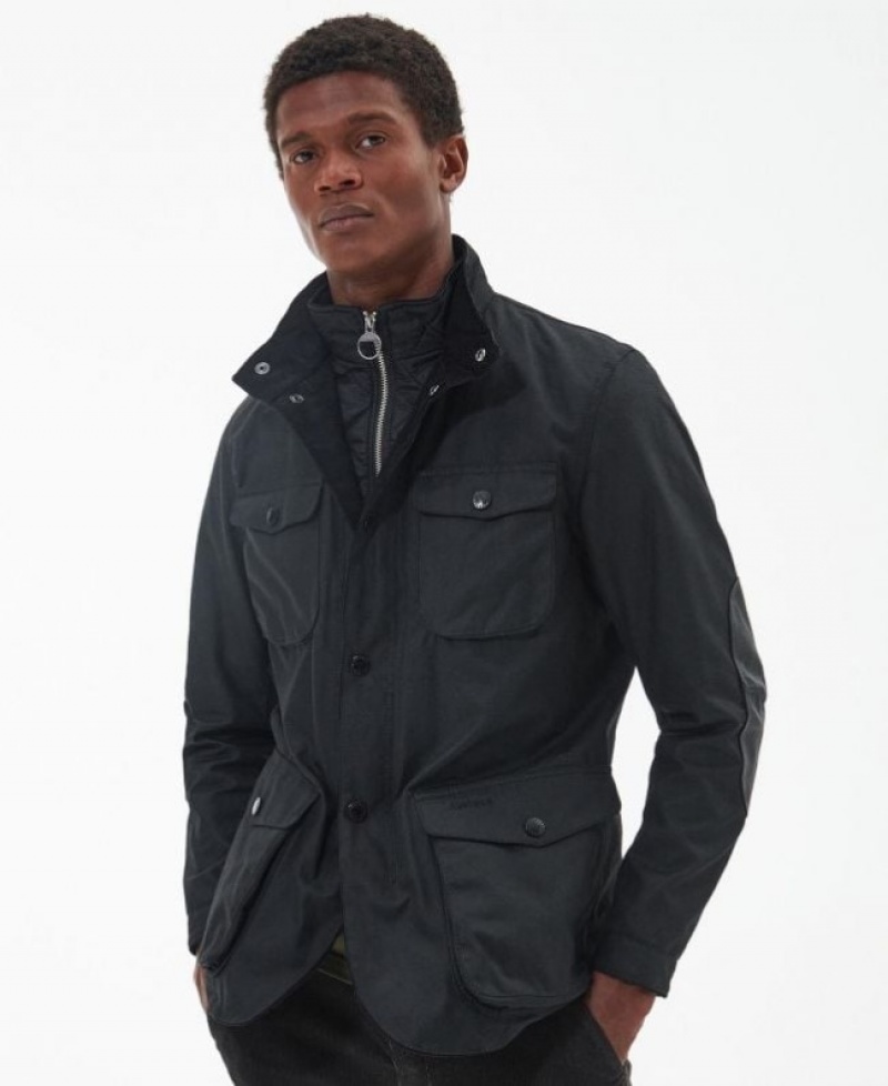 Chaqueta Encerada Barbour Ogston Hombre Negros Mexico | S8U48193