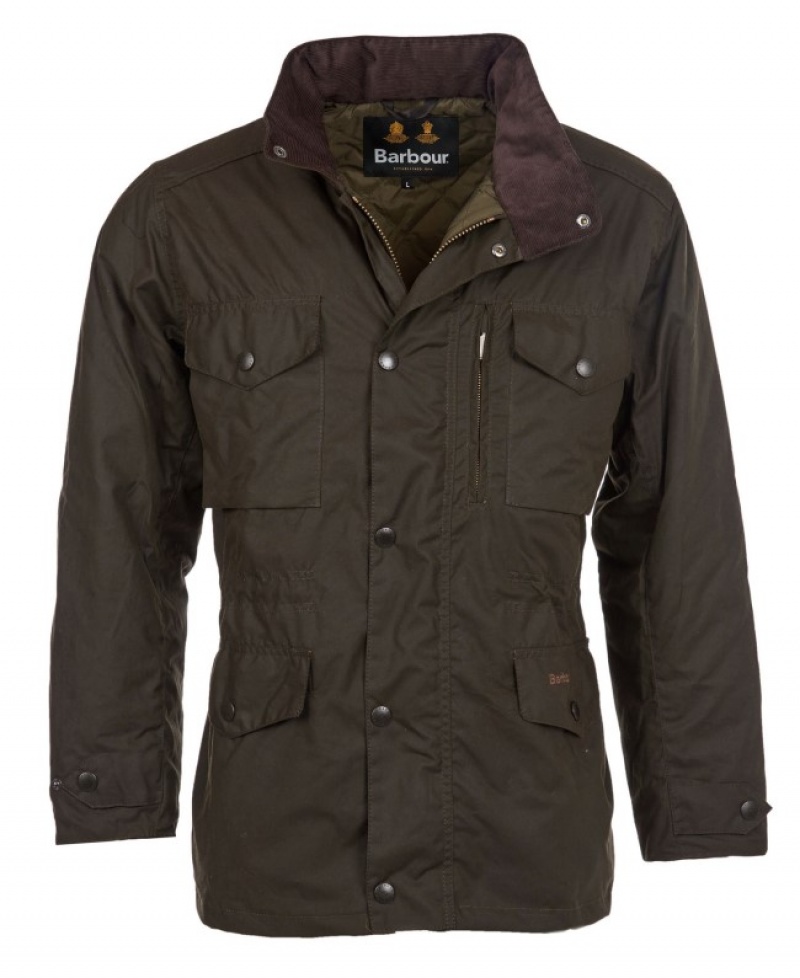 Chaqueta Encerada Barbour Sapper Hombre Verde Oliva Mexico | W3J64174