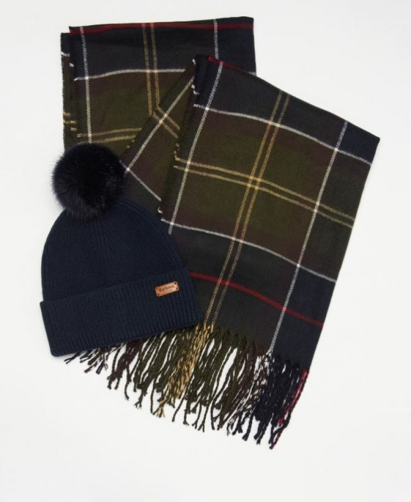 Gift Set Barbour Dover Beanie & Hailes Scarf Mujer Azules Mexico | E7T94127