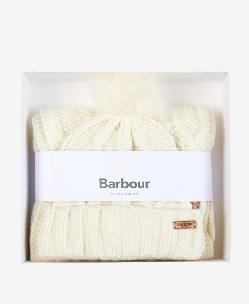 Gift Set Barbour ridley beanie and scarf Mujer Creme Mexico | Y1E61911