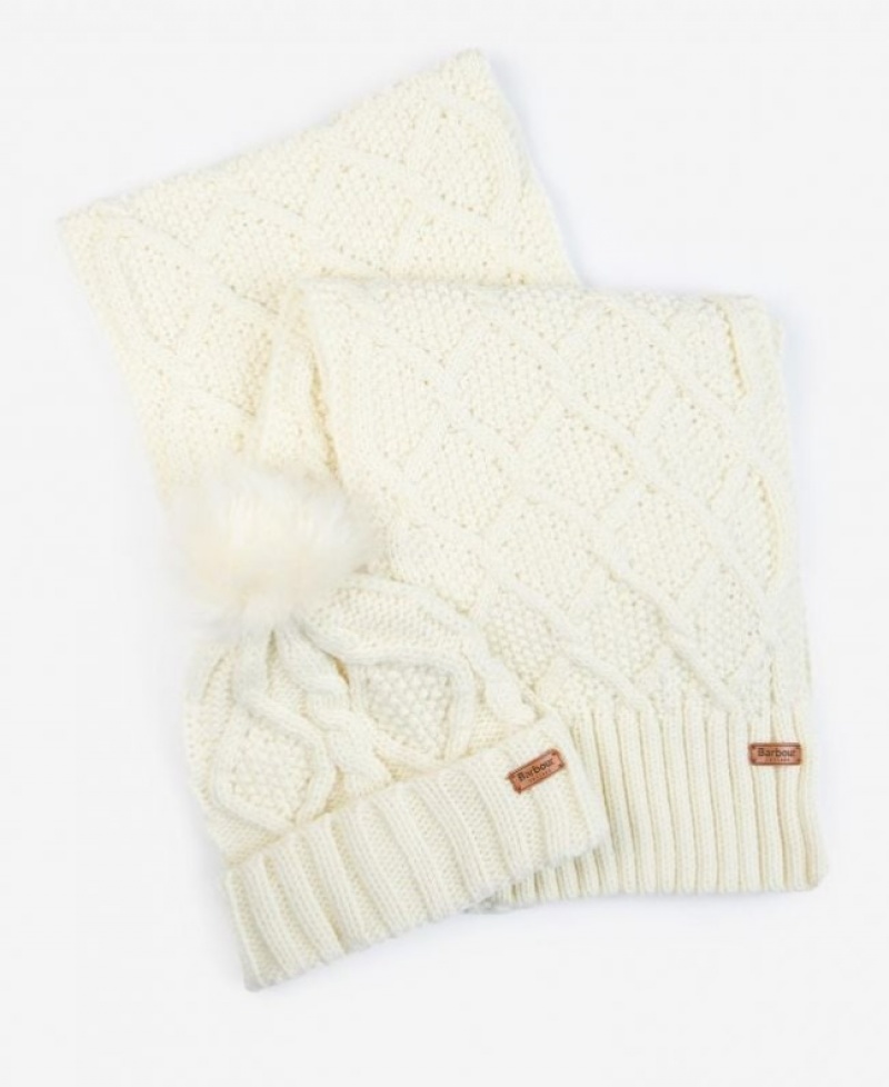 Gift Set Barbour ridley beanie and scarf Mujer Creme Mexico | Y1E61911