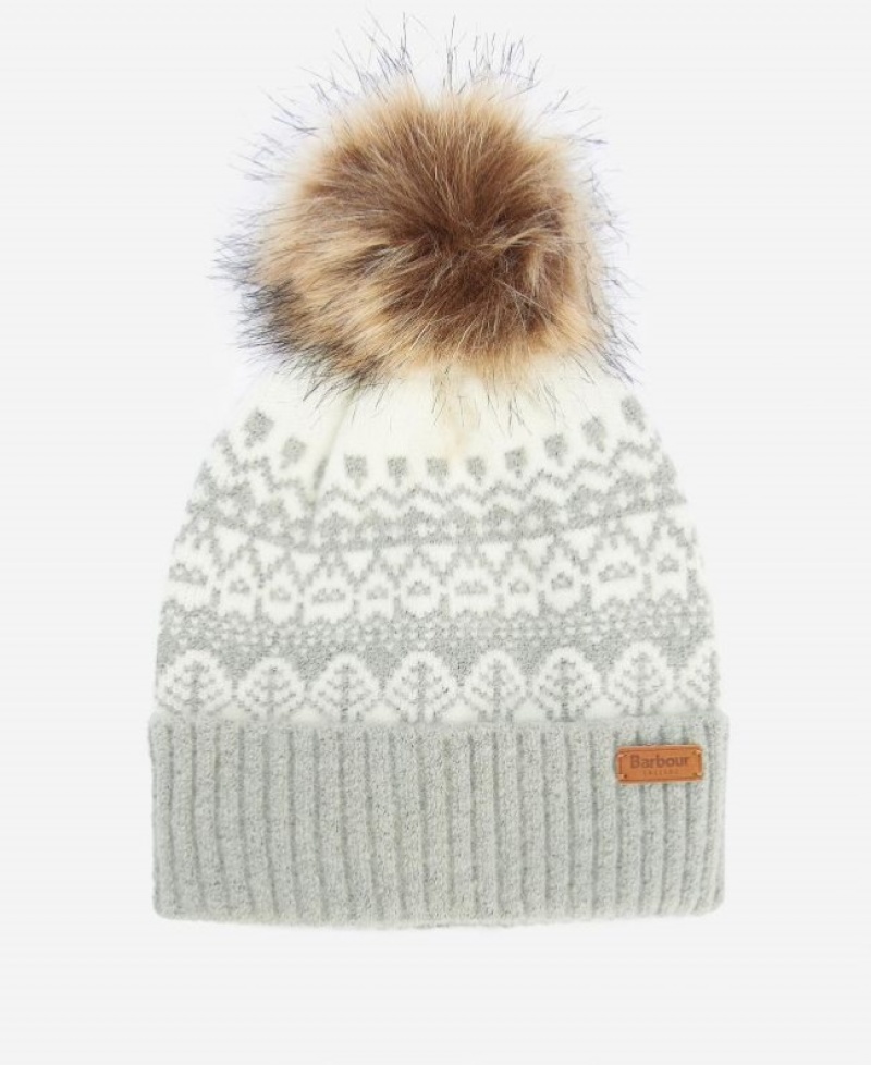 Gorro Barbour Alpine Fairisle Pom Mujer Grises Mexico | J5H32911