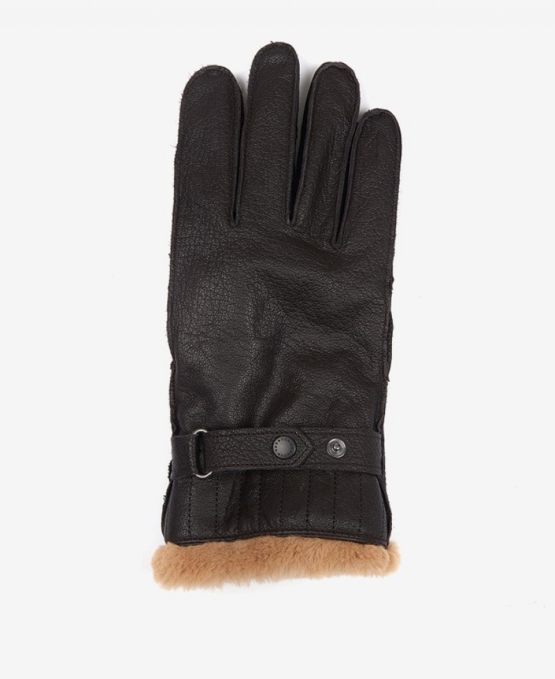 Guantes Barbour Cuero Utility Hombre Marrom Mexico | R4F81112