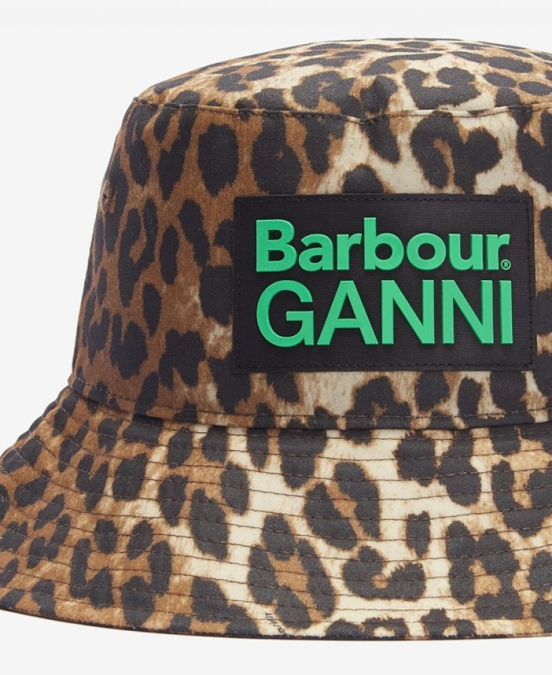 Sombreros Barbour x GANNI Waxed Leopard Bucket Mujer Beige Mexico | G2S97553