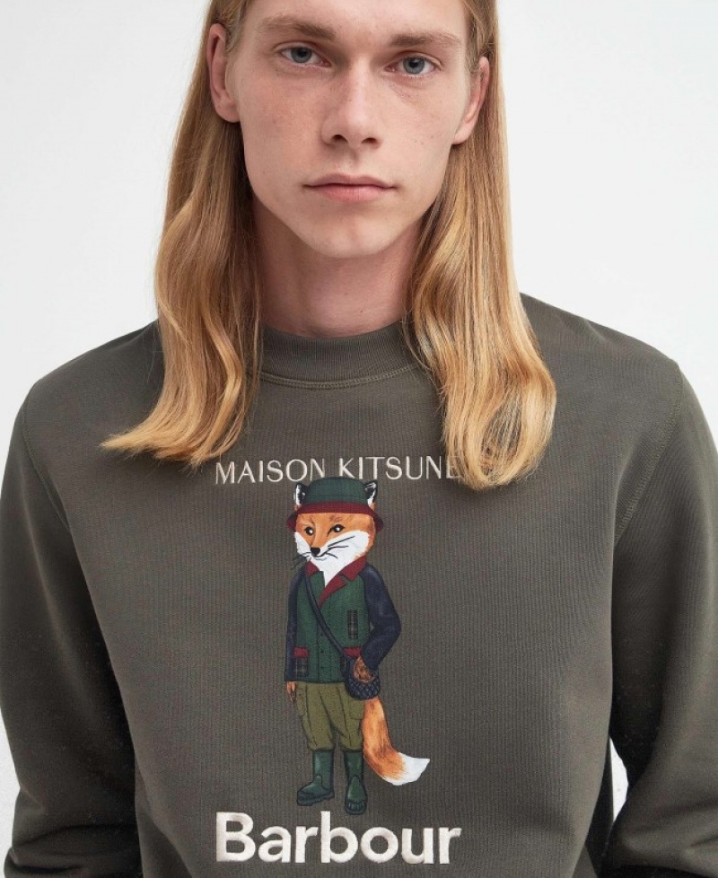 Sudaderas Barbour x Maison Kitsuné Beaufort Fox Hombre Verdes Mexico | J4X41163