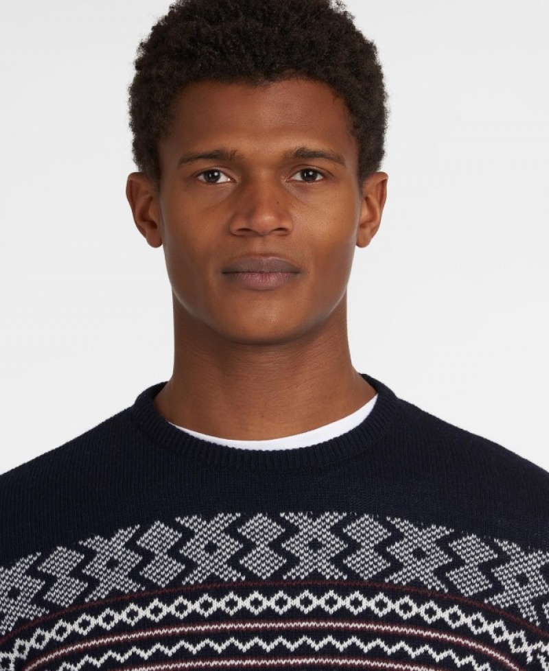 Suéter Barbour Essential Fair Isle Crew Hombre Azul Marino Mexico | I7Y70711