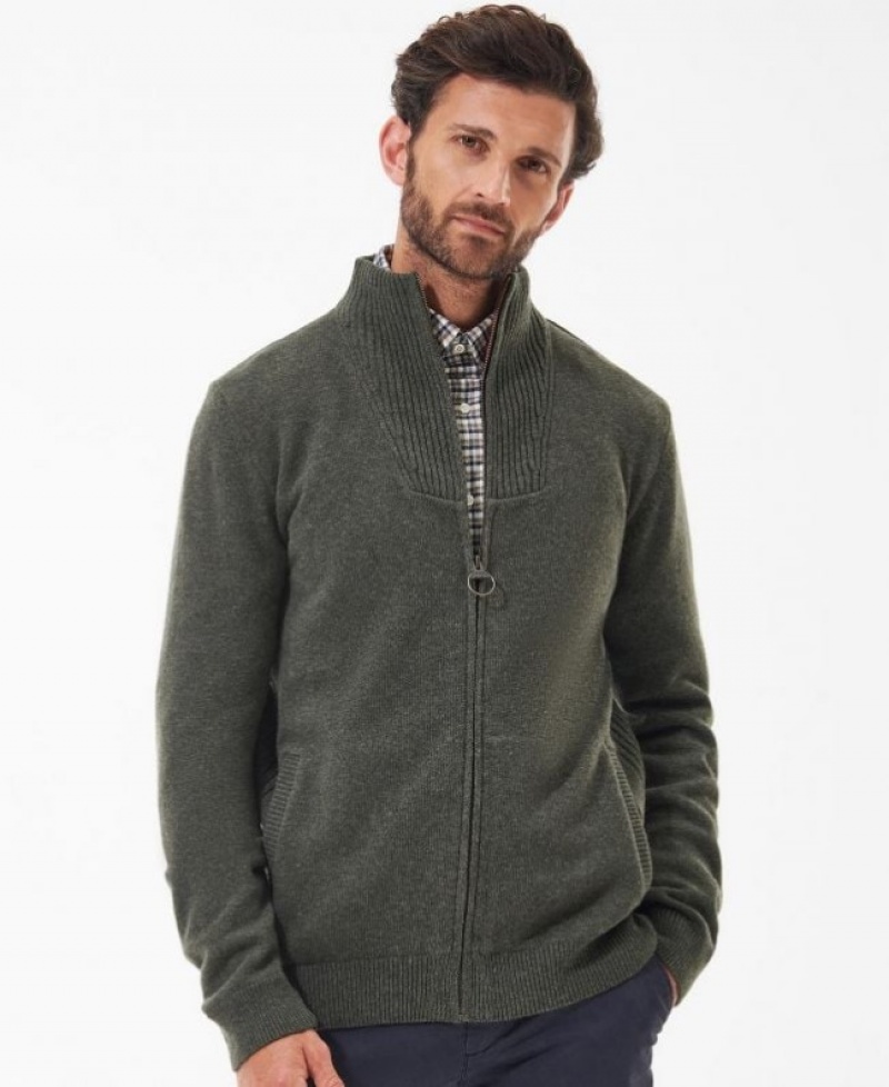 Suéter Barbour Nelson Essential Full-Zip Hombre Verdes Mexico | O7G94252