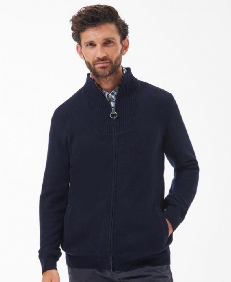 Suéter Barbour Nelson Essential Full-Zip Hombre Azul Marino Mexico | F3D96182