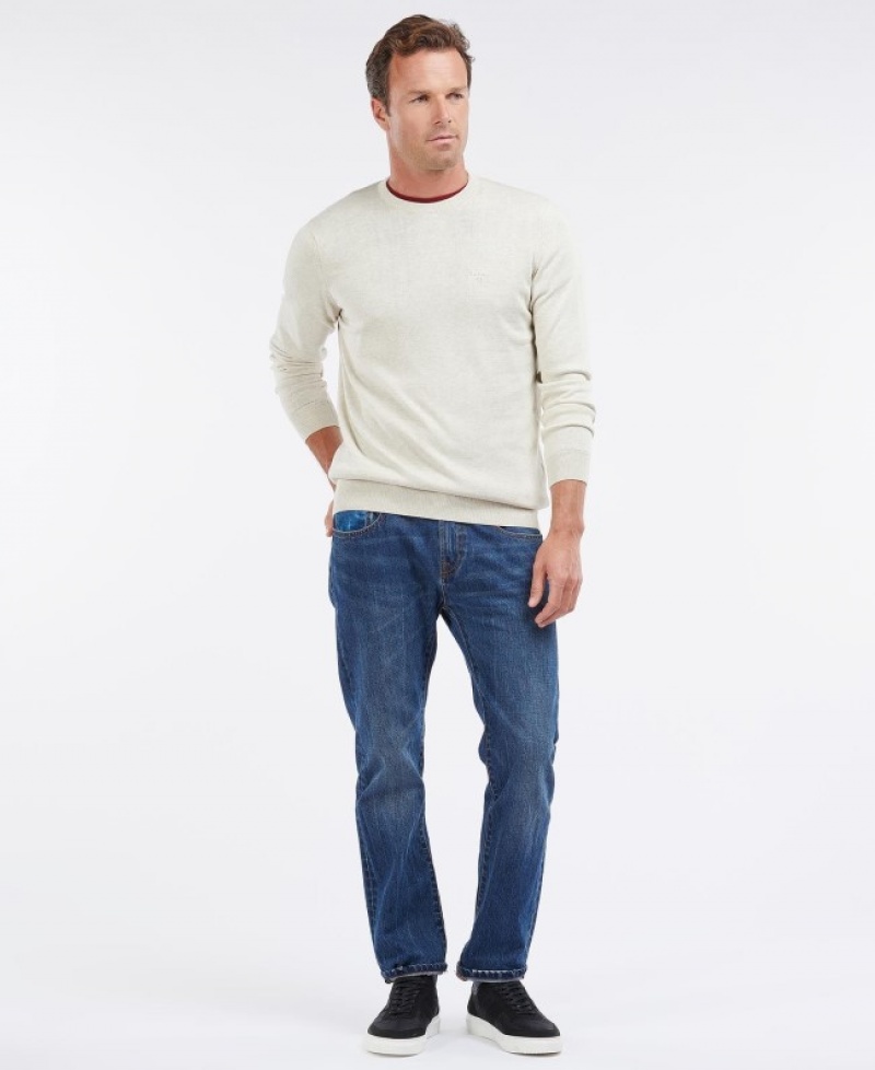 Suéter Barbour Pima Algodon Crew Neck Hombre Blancos Mexico | Q9B21957