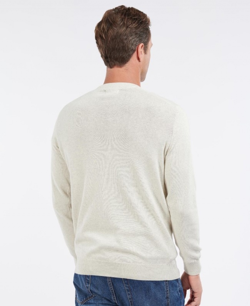 Suéter Barbour Pima Algodon Crew Neck Hombre Blancos Mexico | Q9B21957