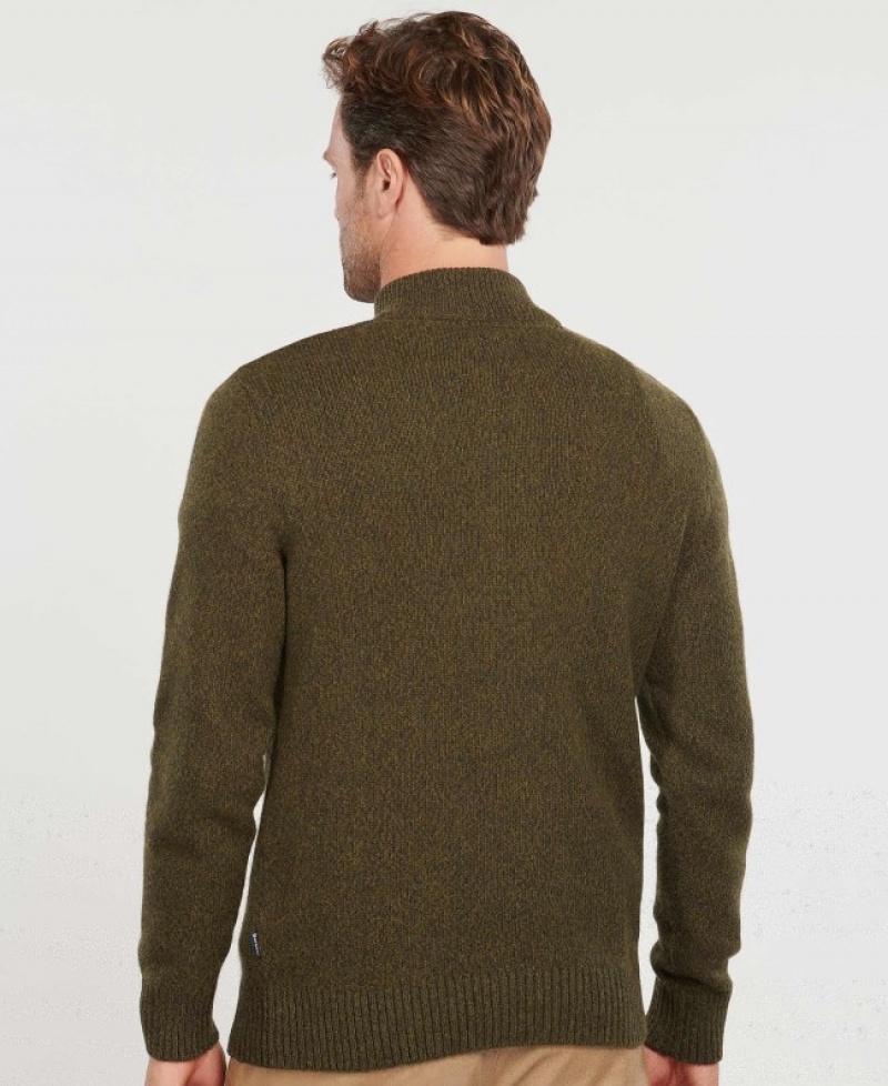 Suéter Barbour Sid Half Zip Hombre Verde Oliva Mexico | T1F12212