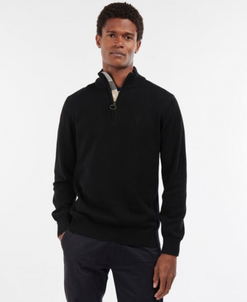 Suéteres Barbour Algodon Half Zip Hombre Negros Mexico | C1Z18774