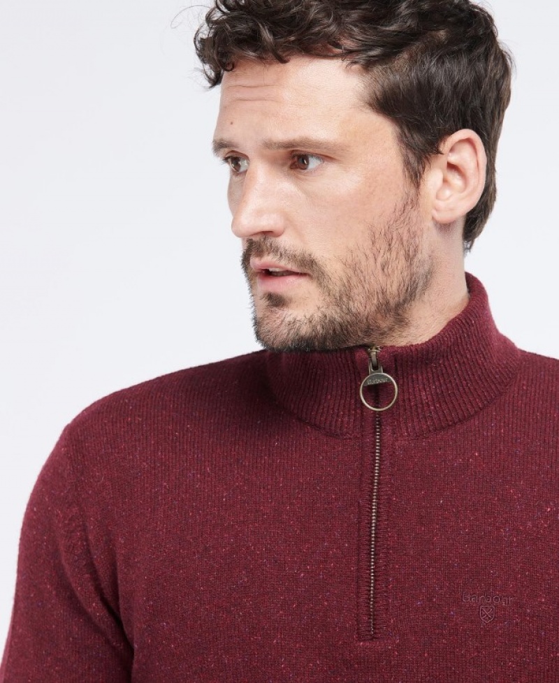 Suéteres Barbour Tisbury Half Zip Hombre Rojos Oscuro Mexico | R1N35657