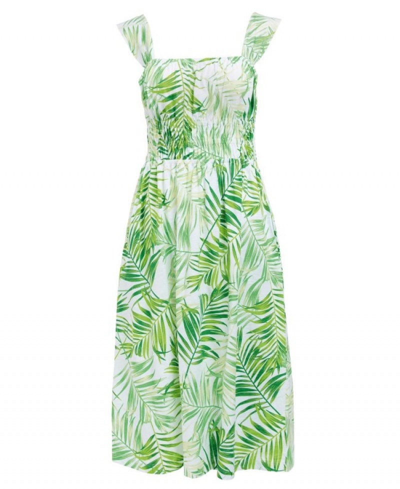 Vestido Barbour Plumeria Midi Mujer Verdes Mexico | Y0L64027