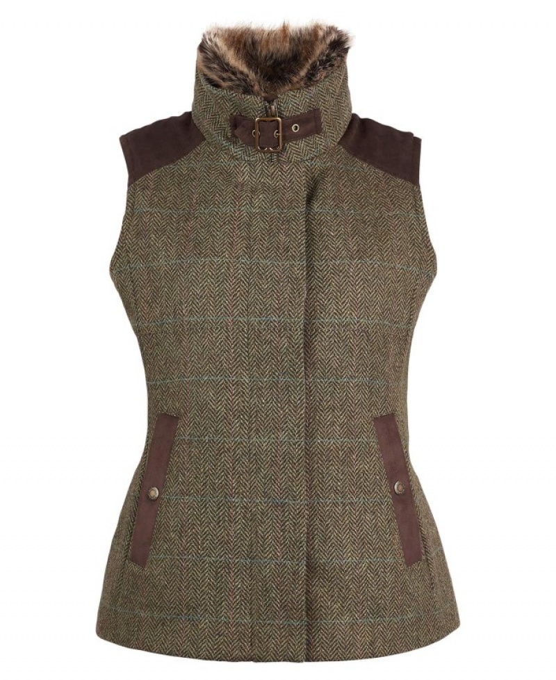 Chalecos Barbour Alder Lana Gilet Mujer Verdes Mexico | N4S64824