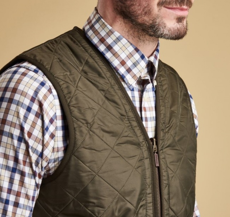 Chalecos Barbour Polarquilt Zip-In Liner Waistcoat Hombre Verde Oliva Mexico | P0G52610