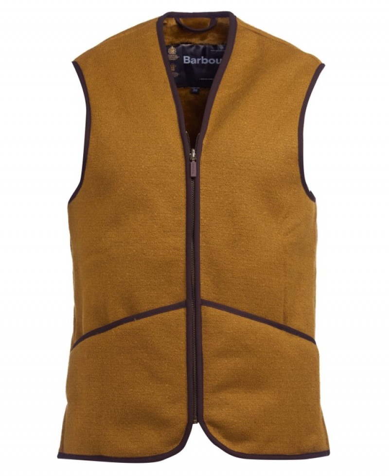 Chalecos Barbour Warm Pile Zip-In Liner Waistcoat Hombre Marrom Mexico | K5Y45952