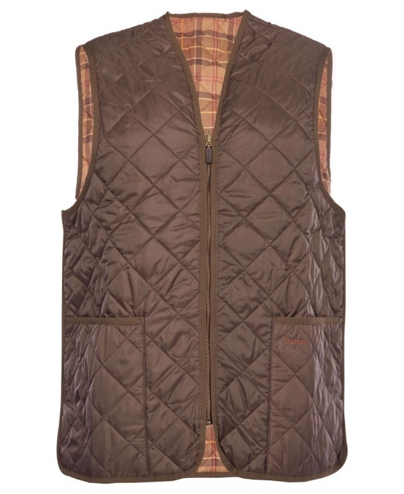 Chalecos Barbour Zip-In Liner Acolchado Waistcoat Hombre Marrom Mexico | U4E60907