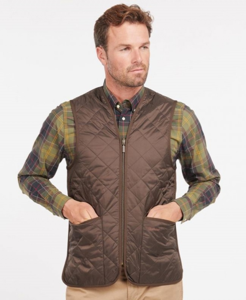 Chalecos Barbour Zip-In Liner Acolchado Waistcoat Hombre Marrom Mexico | U4E60907